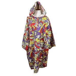 Vtg Rossignol Rain Jacket Poncho Bright Abstract Pop Art Streetwear One Size